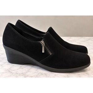 SOLESENSEABILITY Size 8 Shoes Slip On Black Wedge Heel Comfort Cushion Travel